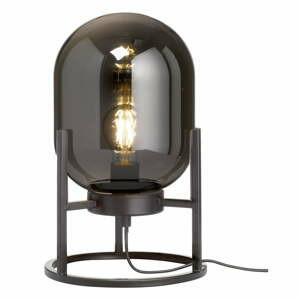 Černá stolní lampa se skleněným stínidlem (výška 34 cm) Regi – Fischer & Honsel