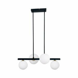 Černé závěsné svítidlo se skleněným stínidlem 25x59 cm Kama – Candellux Lighting
