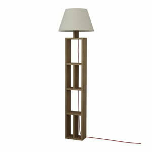 Dřevěná stojací lampa s bílým textilním stínidlem Homitis Giorno