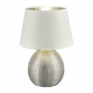 Bílá stolní lampa z keramiky a tkaniny Trio Luxor, výška 35 cm