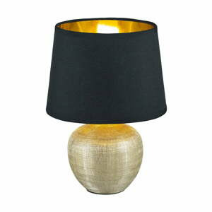 Černá stolní lampa z keramiky a tkaniny Trio Luxor, výška 26 cm