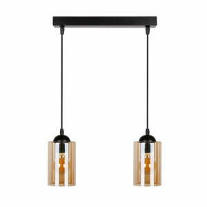 Černé závěsné svítidlo se skleněným stínidlem 10x34 cm Bistro – Candellux Lighting