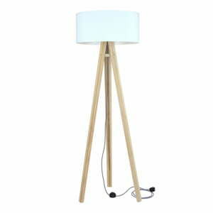 Stojací lampa s bílým stínítkem a černo-bílým kabelem Ragaba Wanda